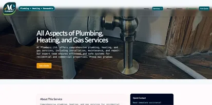Homepage screenshot of AC Plumbers Ltd website