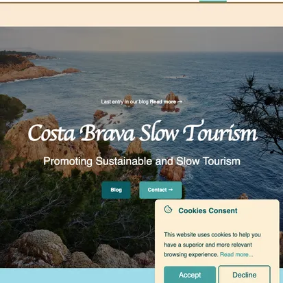 Imagen del sitio web Costa Brava, mostrando un destino turístico