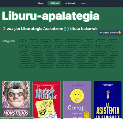 Interfaz de la aplicación Irakurleak, mostrando libros y reseñas